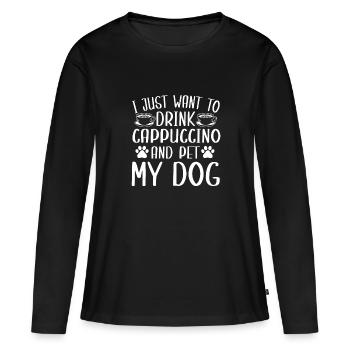 Cappuccino Und Hundebesitzer Hundedesign - Frauen Premium Bio Langarmshirt - Schwarz - Vorne - Julia (174cm)