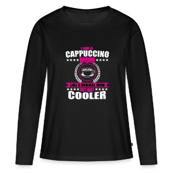 Cappuccino Mama Design - Frauen Premium Bio Langarmshirt - Schwarz - Vorne - Julia (174cm)