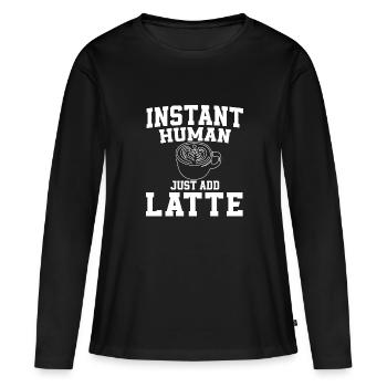Instant Human ajoute simplement Latte - T-shirt manches longues Premium bio Femme - noir - Devant - Julia (174cm)