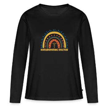 Cute naturopathic doctor Boho Rainbow - Women's Premium Organic Long Sleeve Shirt - black - Front - Julia (174cm)