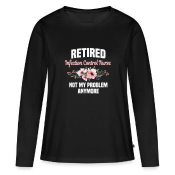 Infirmière en hygiène à la retraite - T-shirt manches longues Premium bio Femme - noir - Devant - Julia (174cm)