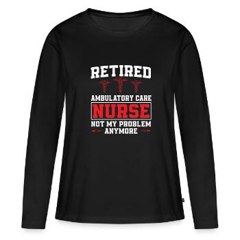 Infirmière ambulatoire à la retraite - T-shirt manches longues Premium bio Femme - noir - Devant - Julia (174cm)