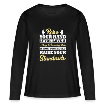 Lustiger Allergie- Und Immunologie-Spruch - Frauen Premium Bio Langarmshirt - Schwarz - Vorne - Julia (174cm)