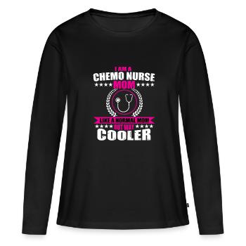 Chemo Krankenschwester Mama Outfit Muttertag - Frauen Premium Bio Langarmshirt - Schwarz - Vorne - Julia (174cm)