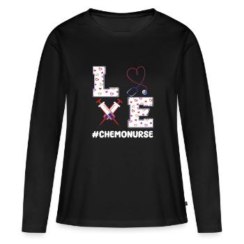 Cadeau de Saint-Valentin de l’infirmière chimio - T-shirt manches longues Premium bio Femme - noir - Devant - Julia (174cm)