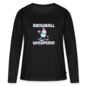 Schneeball Flüsterer - Frauen Premium Bio Langarmshirt - Schwarz - Vorne - Julia (174cm)