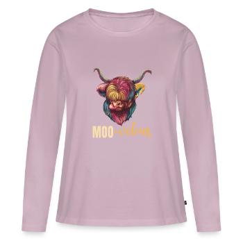 Muh-velous pun Scottish Highland cow - Women's Premium Organic Long Sleeve Shirt - dusky pink - Front - Julia (174cm)