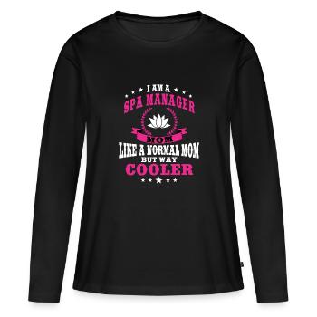 Drôle de directeur de spa maman - T-shirt manches longues Premium bio Femme - noir - Devant - Julia (174cm)