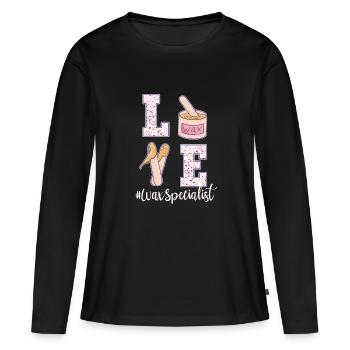 Spécialiste de l’épilation à la cire Saint-Valentin - T-shirt manches longues Premium bio Femme - noir - Devant - Julia (174cm)