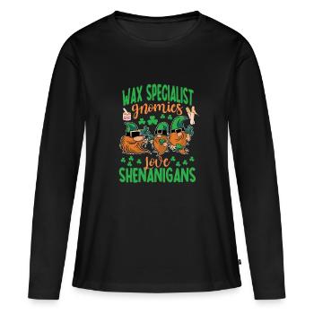 Spécialiste de la cire La Saint-Patrick de Shenanigan - T-shirt manches longues Premium bio Femme - noir - Devant - Julia (174cm)