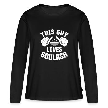 Authentischer Ungarischer Gulaschliebhaber - Frauen Premium Bio Langarmshirt - Schwarz - Vorne - Julia (174cm)