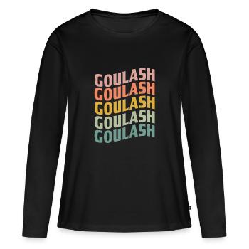 Authentisches Ungarisches Gulasch - Frauen Premium Bio Langarmshirt - Schwarz - Vorne - Julia (174cm)