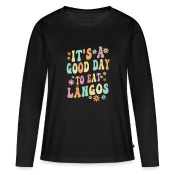 Langos - Ungarische Küche - Frauen Premium Bio Langarmshirt - Schwarz - Vorne - Julia (174cm)