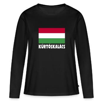 kaminkucKürtőskalács Ungarische Fahne - Frauen Premium Bio Langarmshirt - Schwarz - Vorne - Julia (174cm)