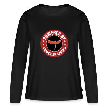 Unterstützt Durch Ungarische Wurst - Frauen Premium Bio Langarmshirt - Schwarz - Vorne - Julia (174cm)