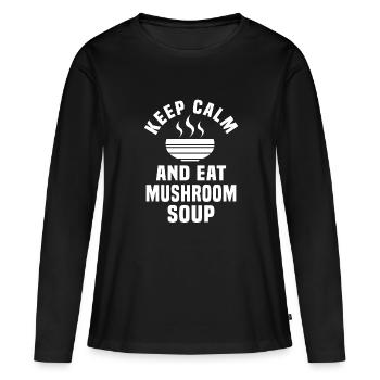 Soupe aux champignons - T-shirt manches longues Premium bio Femme - noir - Devant - Julia (174cm)