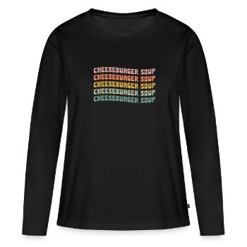 ameriSoupe au cheeseburger - T-shirt manches longues Premium bio Femme - noir - Devant - Julia (174cm)