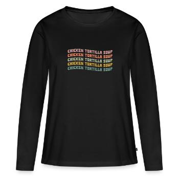 Chicken Tortilla Suppe - Frauen Premium Bio Langarmshirt - Schwarz - Vorne - Julia (174cm)