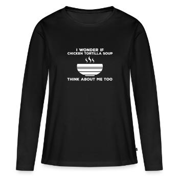 Hähnchen Tortilla Suppe - Frauen Premium Bio Langarmshirt - Schwarz - Vorne - Julia (174cm)