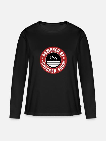 Powered By Chicken Soup - Frauen Premium Bio Langarmshirt - Schwarz