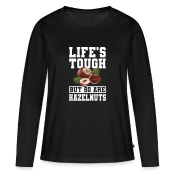 Drôle de cadeau noisette - T-shirt manches longues Premium bio Femme - noir - Devant - Julia (174cm)