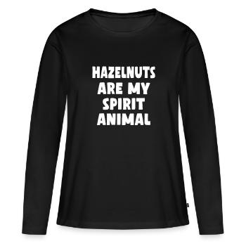 Les noisettes sont mon animal spirituel - T-shirt manches longues Premium bio Femme - noir - Devant - Julia (174cm)