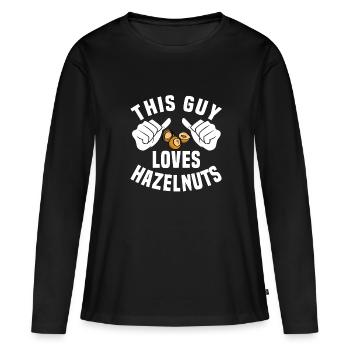 Ce mec adore les noisettes - T-shirt manches longues Premium bio Femme - noir - Devant - Julia (174cm)