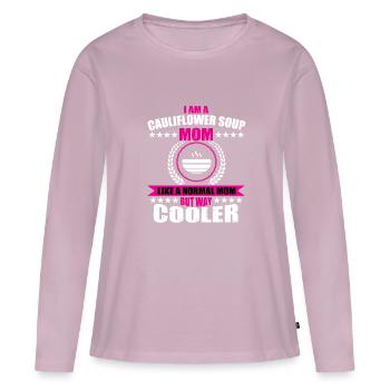 Soupe de chou-fleur maman - T-shirt manches longues Premium bio Femme - rose poudré - Devant - Julia (174cm)
