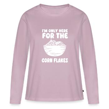 T-shirt Für Cornflakes-liebhaber - Frauen Premium Bio Langarmshirt - Altrosa - Vorne - Julia (174cm)