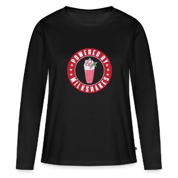 Propulsé par des milkshakes - T-shirt manches longues Premium bio Femme - noir - Devant - Julia (174cm)