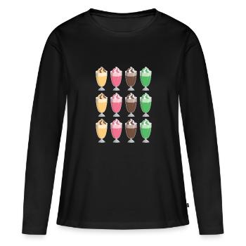 Milkshakes - T-shirt manches longues Premium bio Femme - noir - Devant - Julia (174cm)