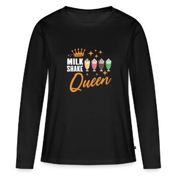 Reine du milkshake - T-shirt manches longues Premium bio Femme - noir - Devant - Julia (174cm)
