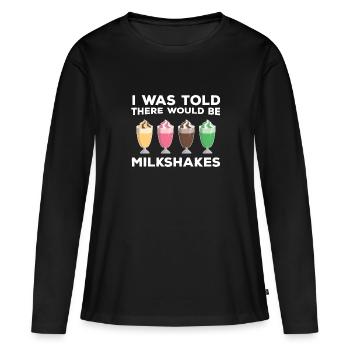 Cadeau de milkshakes drôle - T-shirt manches longues Premium bio Femme - noir - Devant - Julia (174cm)