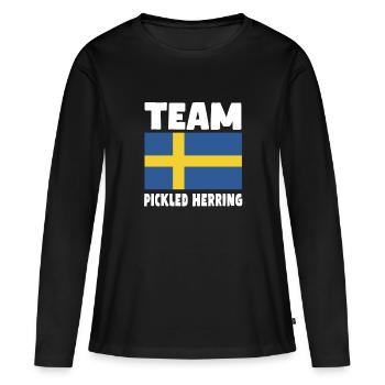 Hareng mariné drapeau suédois - T-shirt manches longues Premium bio Femme - noir - Devant - Julia (174cm)