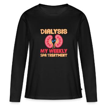 NeverWeekly dialysis treatment shirt - Women's Premium Organic Long Sleeve Shirt - black - Front - Julia (174cm)