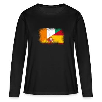 Côte d’Ivoire Espagne Drapeau - T-shirt manches longues Premium bio Femme - noir - Devant - Julia (174cm)