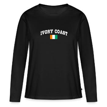 Côte d’Ivoire - T-shirt manches longues Premium bio Femme - noir - Devant - Julia (174cm)