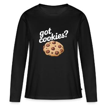 Cookies Cookie Keks Kekse Schokolade - Frauen Premium Bio Langarmshirt - Schwarz - Vorne - Julia (174cm)