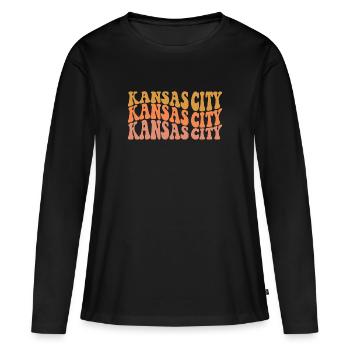 Kansas City - T-shirt manches longues Premium bio Femme - noir - Devant - Julia (174cm)
