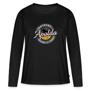 Allemagne d’origine Thuringe Apolda - T-shirt manches longues Premium bio Femme - noir - Devant - Julia (174cm)