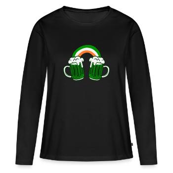 Irish Beer Ireland Flag St. Patrick's Day - Women's Premium Organic Long Sleeve Shirt - black - Front - Julia (174cm)