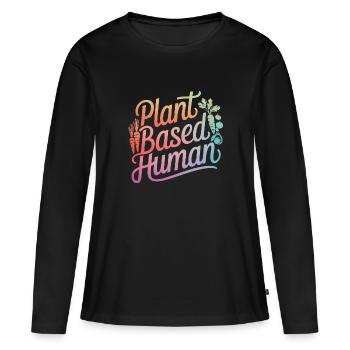 Végétarien Végétalien Végétarien Végétarien - T-shirt manches longues Premium bio Femme - noir - Devant - Julia (174cm)