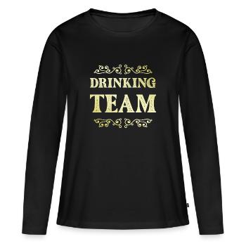 Équipe de boisson - T-shirt manches longues Premium bio Femme - noir - Devant - Julia (174cm)