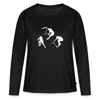 Cascades d’astuces - T-shirt manches longues Premium bio Femme - noir - Devant - Julia (174cm)