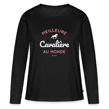 Cadeau équitation - Meilleure cavalière au monde. - T-shirt manches longues Premium bio Femme - noir - Devant - Julia (174cm)