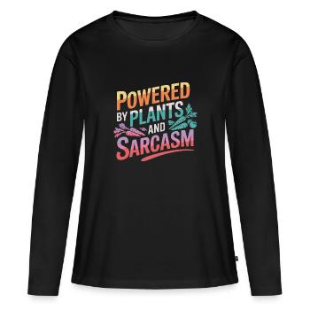Végétarien Végétalien Végétarien Végétarien - T-shirt manches longues Premium bio Femme - noir - Devant - Julia (174cm)
