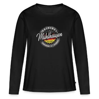 Allemagne d’origine Thuringe Mühlhausen - T-shirt manches longues Premium bio Femme - noir - Devant - Julia (174cm)