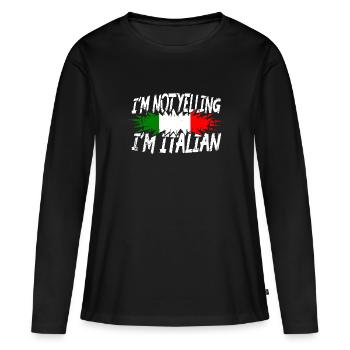 Je ne crie pas que je suis italien - T-shirt manches longues Premium bio Femme - noir - Devant - Julia (174cm)