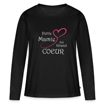 Petite mamie au grand coeur, fête des grand-mères - T-shirt manches longues Premium bio Femme - noir - Devant - Julia (174cm)