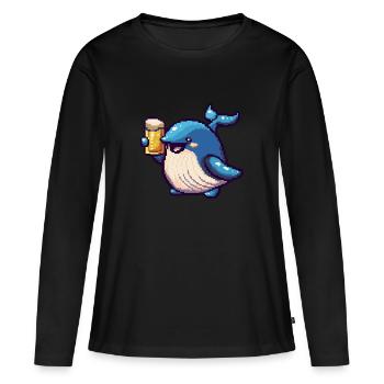 Bière Whale Pixel - T-shirt manches longues Premium bio Femme - noir - Devant - Julia (174cm)